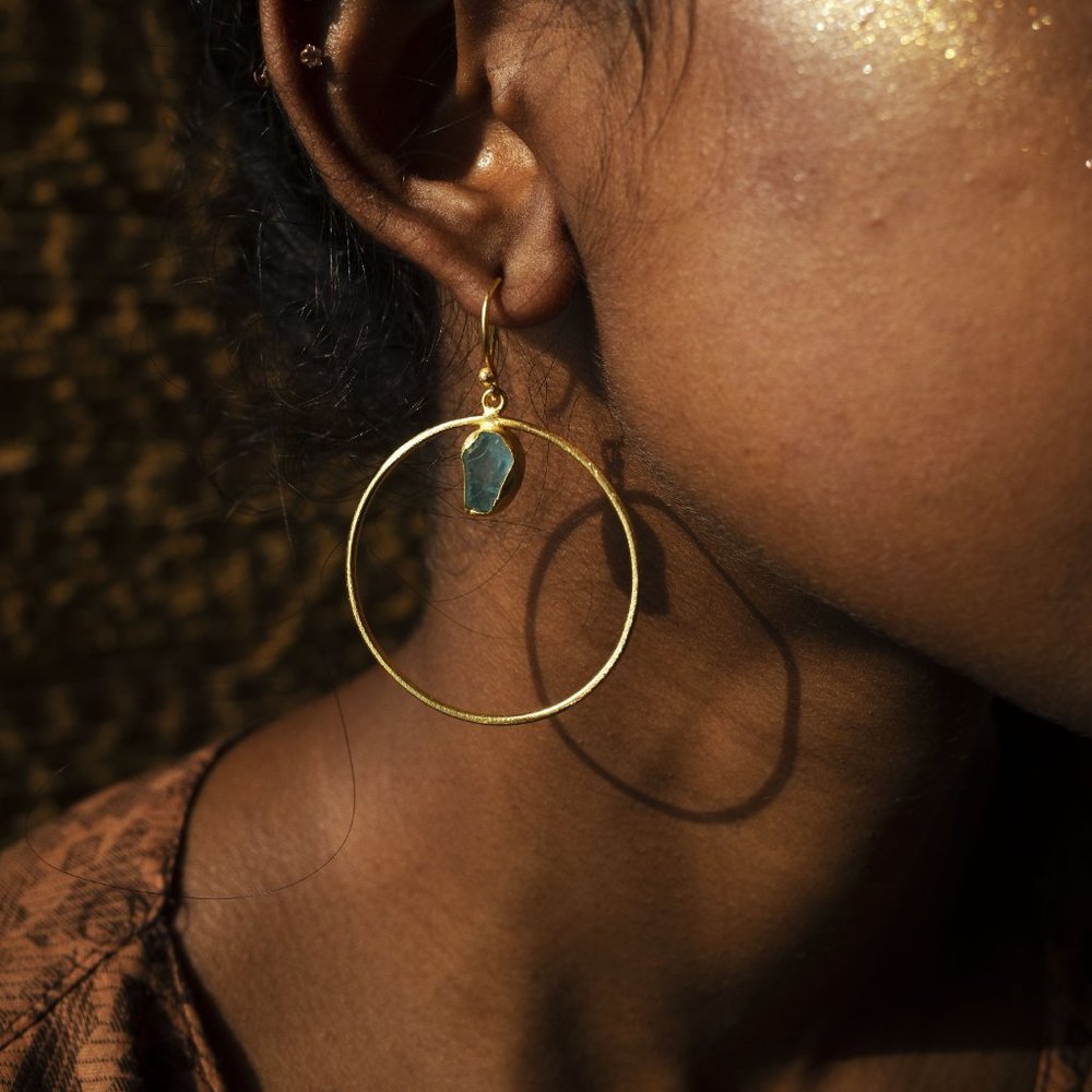 Circle Raw Stone Earrings